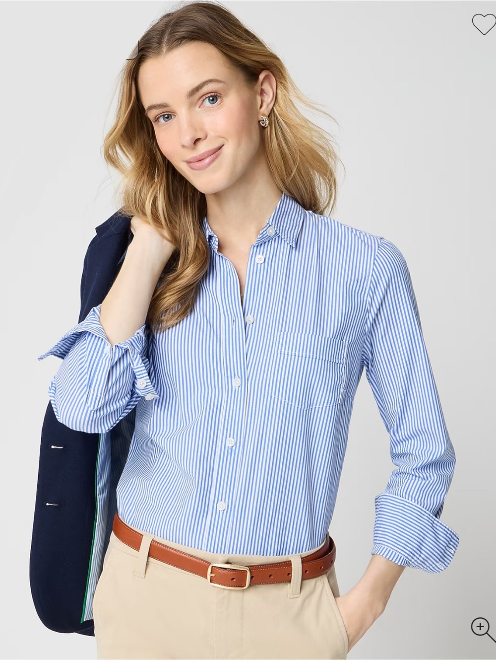 J. Crew Factory Blue and White Stripe Button-Down Shirt - Picture 2 of 4